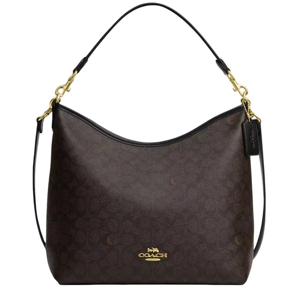 Coach Laurel Large Shoulder Bag In Signature Canvas - Walnut/ Black CY685