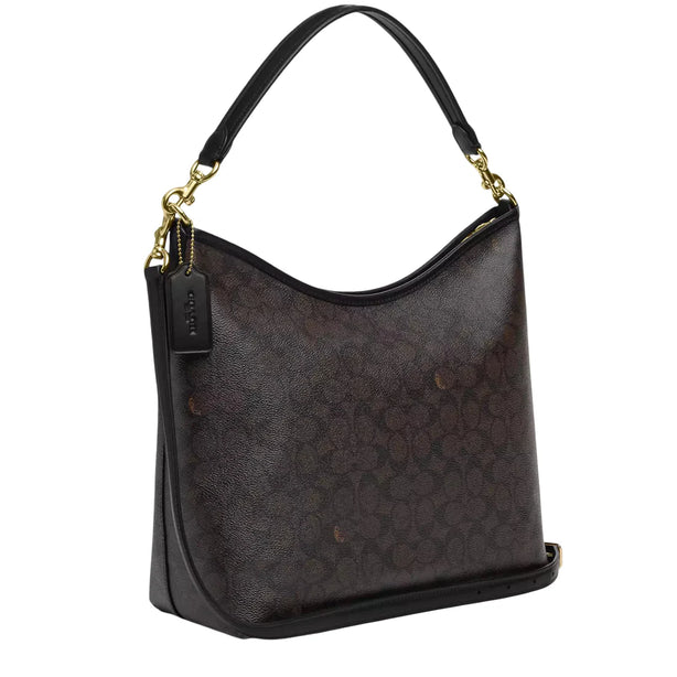 Coach Laurel Large Shoulder Bag In Signature Canvas - Walnut/ Black CY685