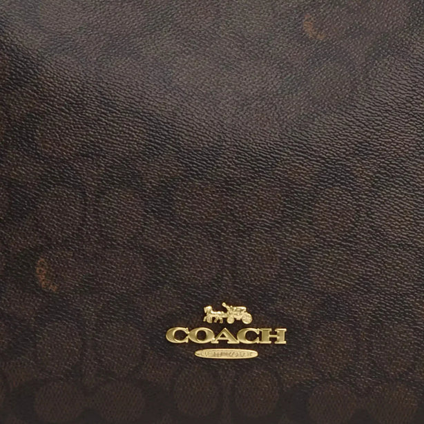 Coach Laurel Large Shoulder Bag In Signature Canvas - Walnut/ Black CY685