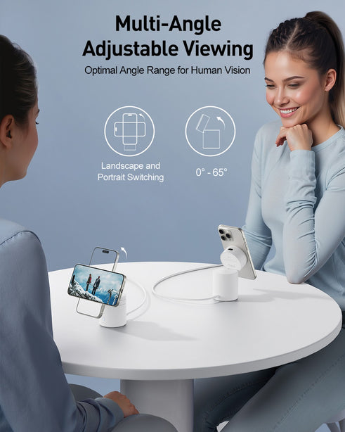 iWALK Power Stand 10000 QI2 3-in-1 Wireless Charger White with Auto Rotation