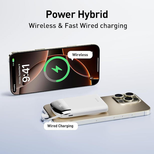 iWALK Power Hybrid Mini Wireless Powerbank (10,000mAh) White