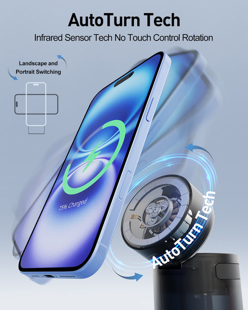 iWALK Power Stand 10000 3-in-1 Wireless Charger Black with Auto Rotation