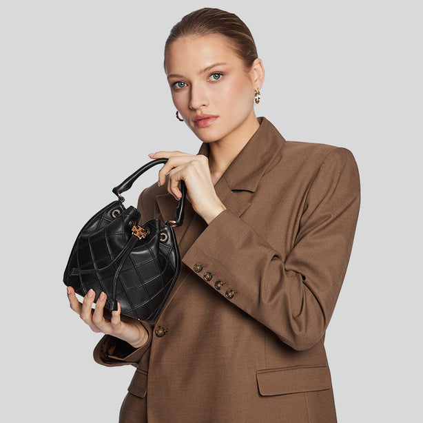 Tory Burch Small Fleming Soft Bucket Bag Black RS-142565