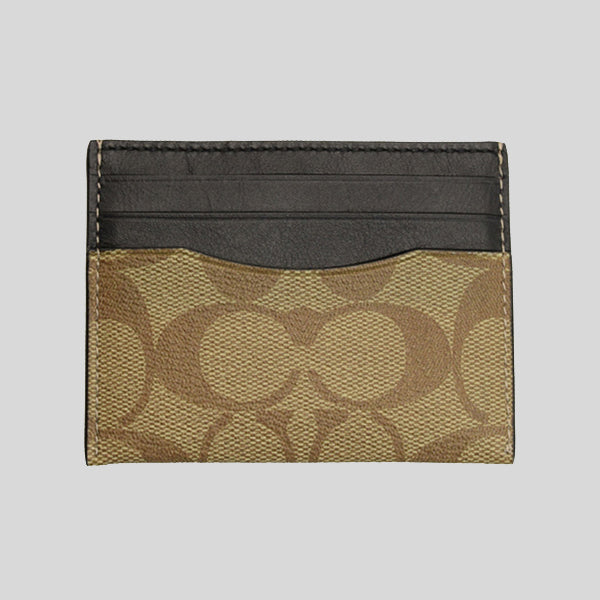 Coach Slim Card Case In Signature Canvas Tan RS-F58110