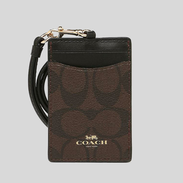 Coach ID Lanyard In Signature Canvas Brown Black RS-63274