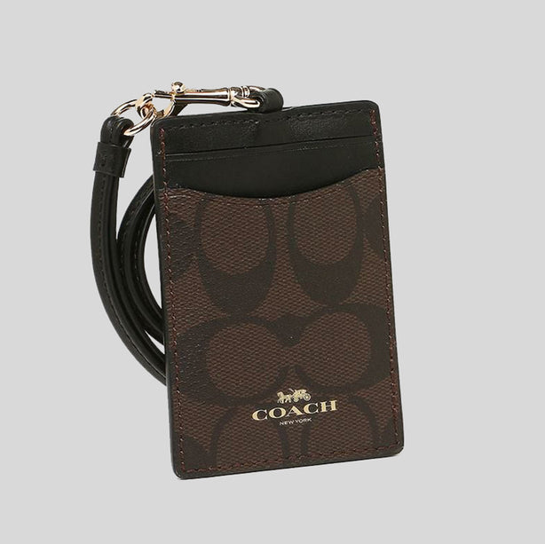 Coach ID Lanyard In Signature Canvas Brown Black RS-63274