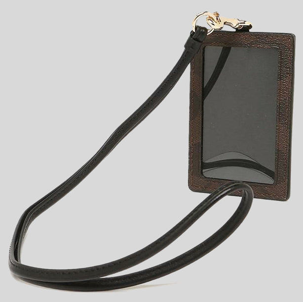 Coach ID Lanyard In Signature Canvas Brown Black RS-63274