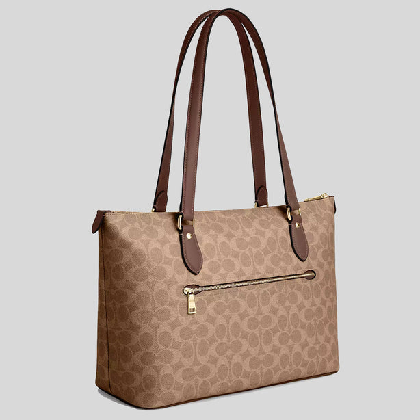 COACH Gallery Tote Bag In Signature Canvas Tan/Brown RS-CW381