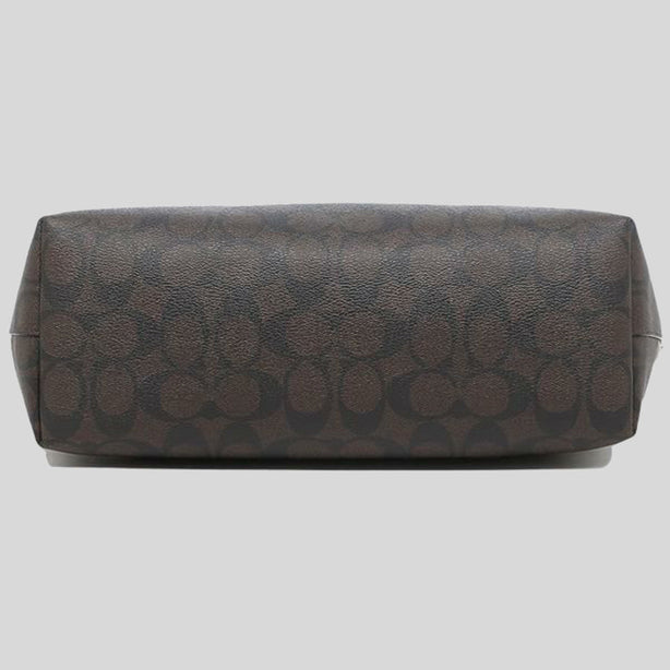 Coach Zip Top Tote In Signature Canvas Brown Black RS-4455