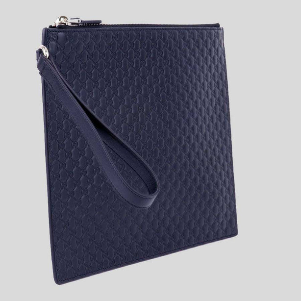 GUCCI Unisex Micro GG Leather Clutch Navy RB-544477