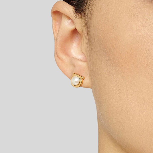 FERRAGAMO Gancini Pearls Earrings In Gold Color RS-760121