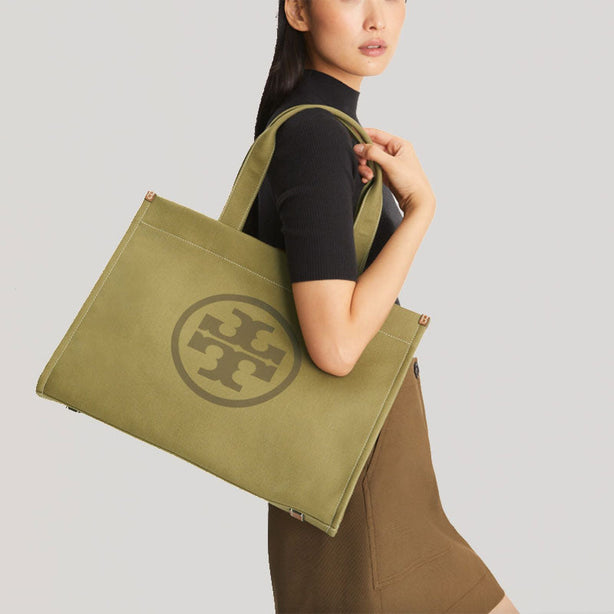 TORY BURCH Ella Canvas Tote Dark Sage RS-148792