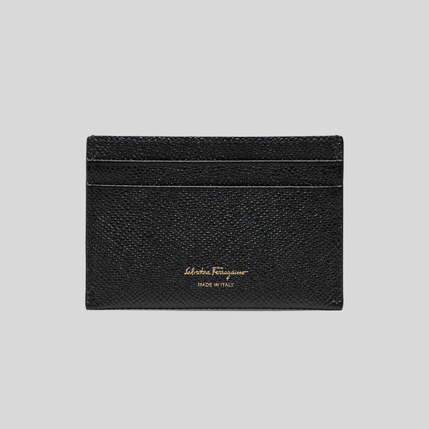 Ferragamo Gancini Leather Credit Card Holder Black RS-220007