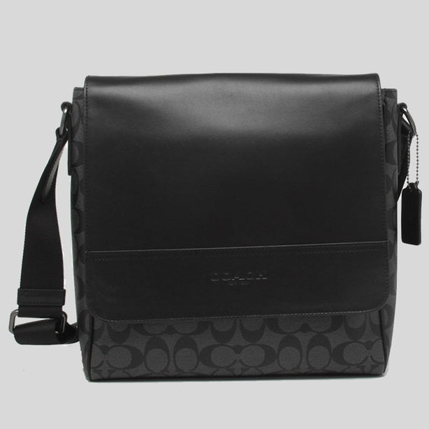 Coach Men's Houston Map Bag In Signature Canvas Black RS-573