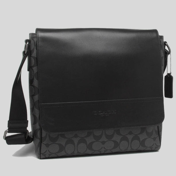 Coach Men's Houston Map Bag In Signature Canvas Black RS-573