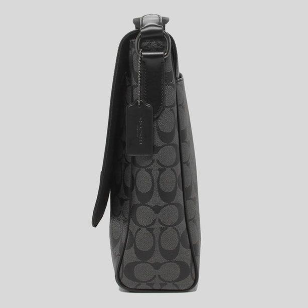 Coach Men's Houston Map Bag In Signature Canvas Black RS-573