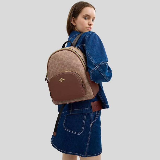 COACH Court Backpack In Signature Canvas Tan/Brown RB-CZ176