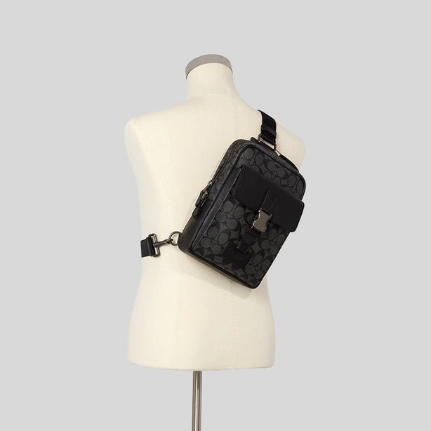 Coach Track Pack In Signature Canvas Black RS-C2711