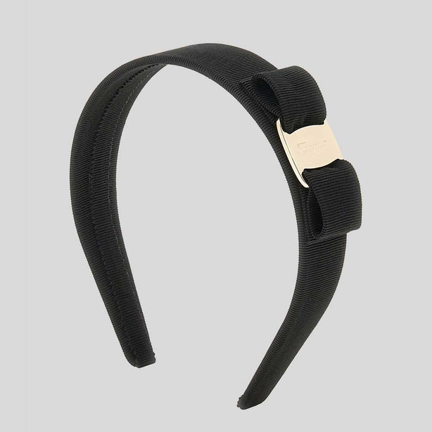 FERRAGAMO Vara Bow Wide Headband Black/Gold RB-572738