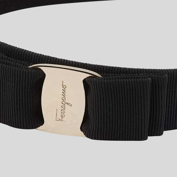 FERRAGAMO Vara Bow Wide Headband Black/Gold RB-572738