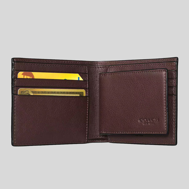 COACH Men's 3 In 1 Wallet In Smooth Calf Leather Mahogany RS-CR911