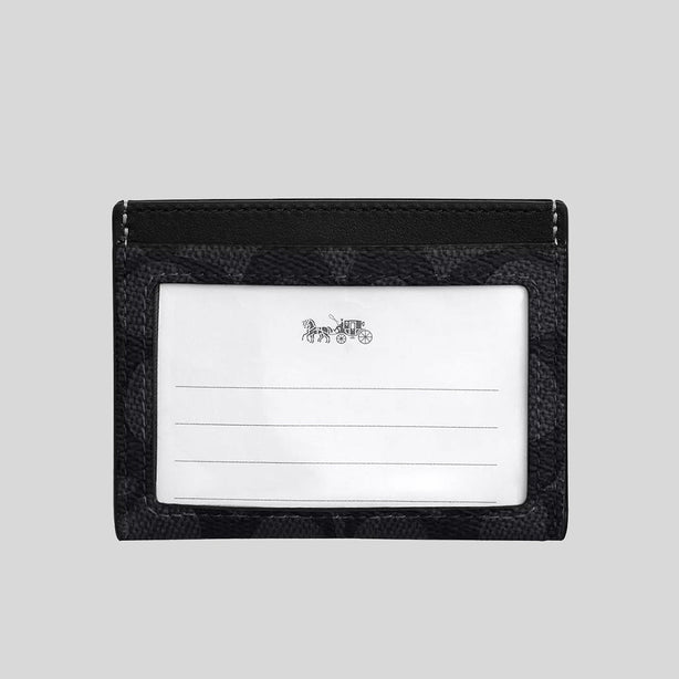 COACH Slim Id Card Case In Signature Canvas Charcoal/Black RS-CW366