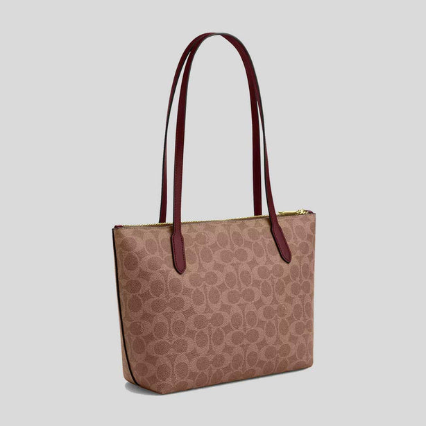 COACH Fiona Zip Tote Bag In Signature Canvas With Horse And Carriage Print RB-CX587
