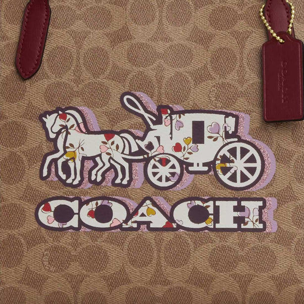 COACH Fiona Zip Tote Bag In Signature Canvas With Horse And Carriage Print RB-CX587