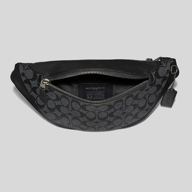 Coach Warren Belt Bag In Signature Canvas Charcoal Black RS-F78777