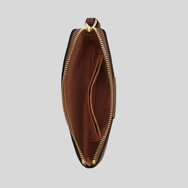COACH Corner Zip Wristlet In Signature Canvas With Stripe Tan/Brown RB-CW854