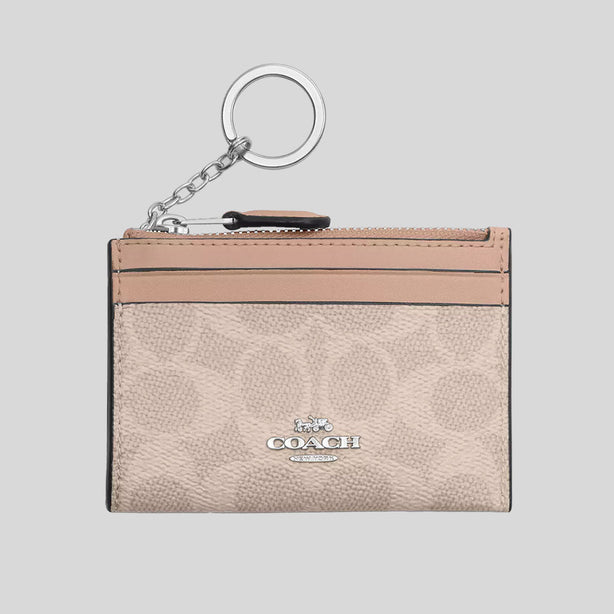COACH Mini Skinny ID Case In Signature Canvas Sand/Taupe RB-CW870