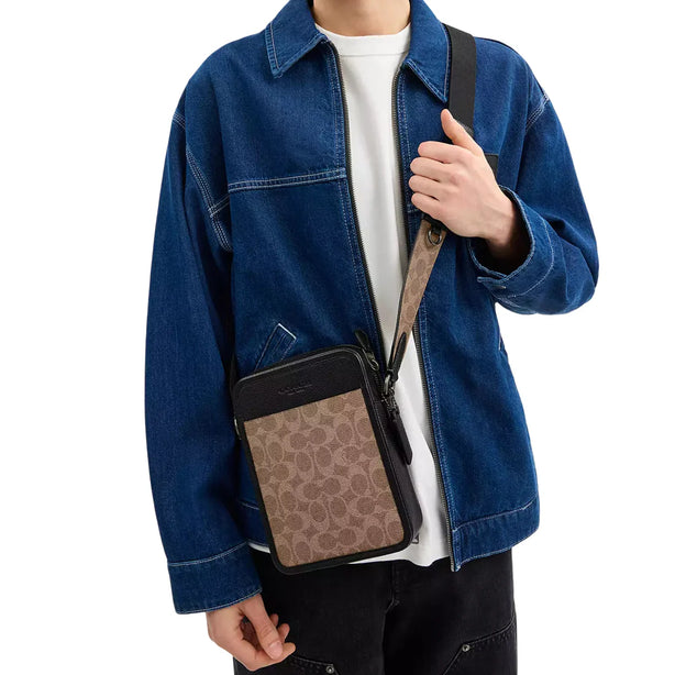 Coach Sullivan Crossbody Bag In Signature Canvas - Tan/ Black CAT78