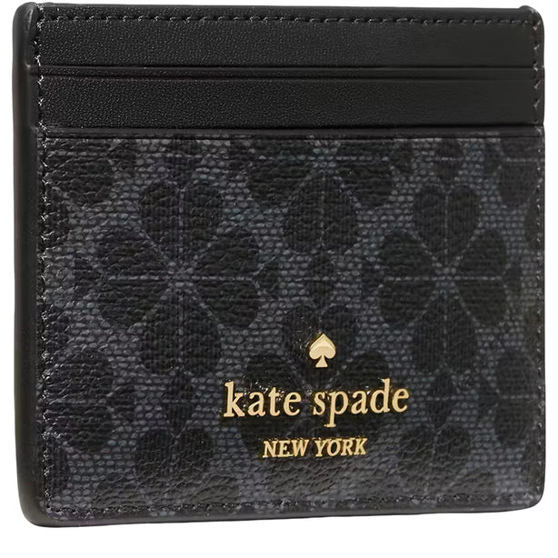 Kate Spade Signature Spade Flower Small Slim Card Holder - Black KI371