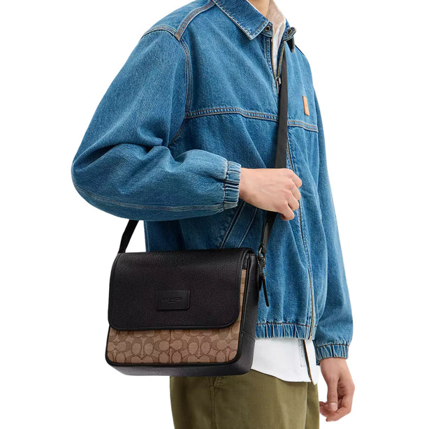 Coach Sprint Map Bag 25 In Signature Jacquard - Tan/ Black CE534
