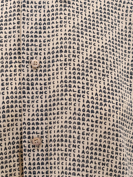 Balenciaga All Over Print Silk Shirt - Beigeblack