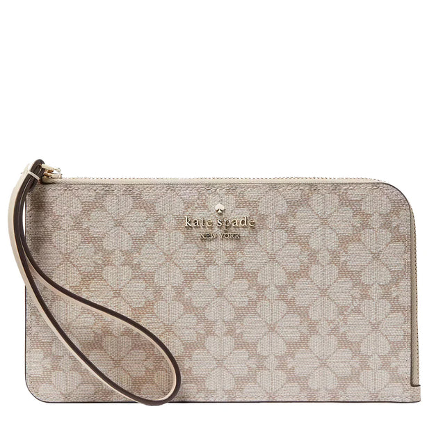 Kate Spade Lucy Spade Flower Medium L-Zip Wristlet in Dark Mushroom Cap Multi KG487