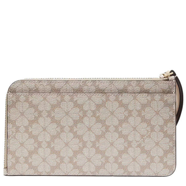 Kate Spade Lucy Spade Flower Medium L-Zip Wristlet in Dark Mushroom Cap Multi KG487