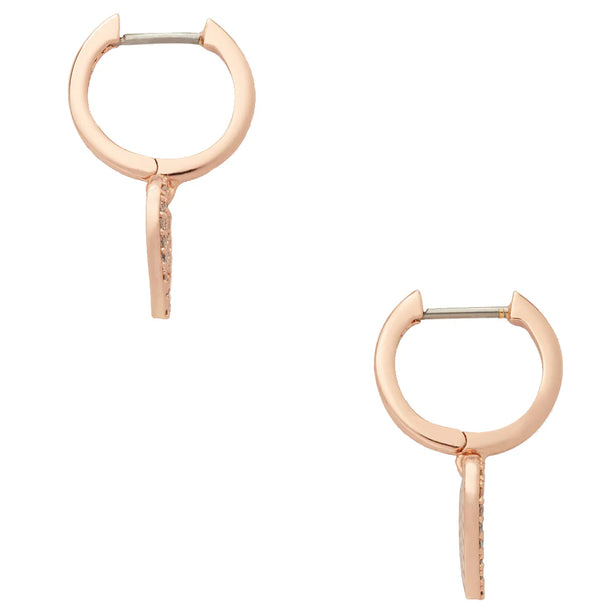 Kate Spade Yours Truly Pave Heart Drop Earrings in Clear/ Rose Gold o0r00153