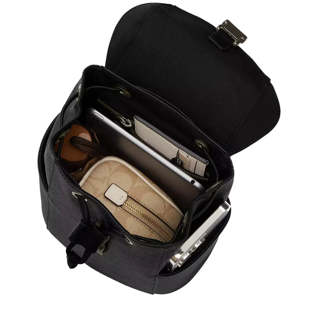 Coach Racer Pack Bag In Signature in Charcoal/ Black CT712