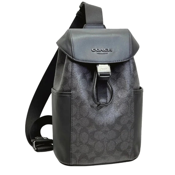 Coach Racer Pack Bag In Signature in Charcoal/ Black CT712