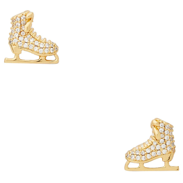Kate Spade Snow Day Ice Skate Stud Earrings in Clear/ Gold ka215