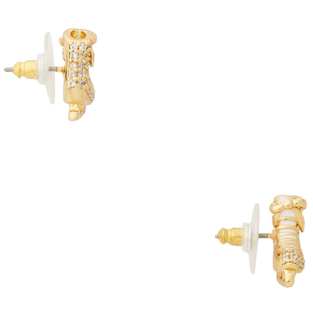 Kate Spade Snow Day Ice Skate Stud Earrings in Clear/ Gold ka215
