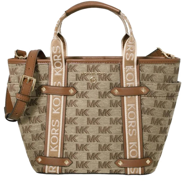 Michael Kors Maeve Logo Small Convertible Tote Bag in Beige/ Ebony 30S3S5VT1J