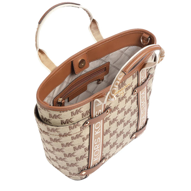 Michael Kors Maeve Logo Small Convertible Tote Bag in Beige/ Ebony 30S3S5VT1J