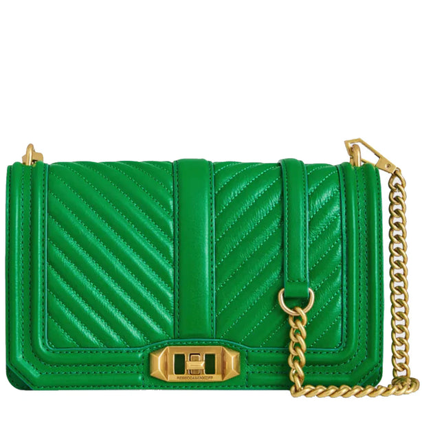 Rebecca Minkoff Chevron Quilted Love Crossbody Bag in Envy HH20TCQX08