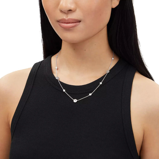 Coach Open Circle Station Necklace in Silver CV253