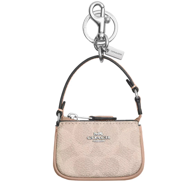 Coach Mini Nolita Bag Charm In Signature Canvas in Sand/ Taupe CX067