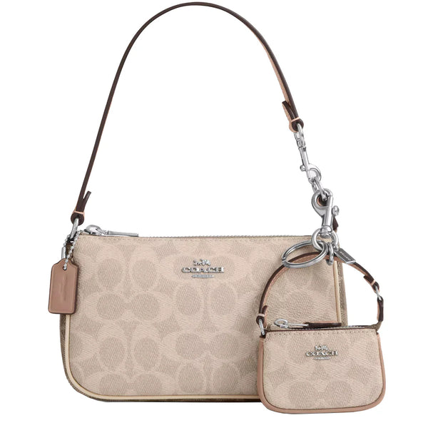 Coach Mini Nolita Bag Charm In Signature Canvas in Sand/ Taupe CX067