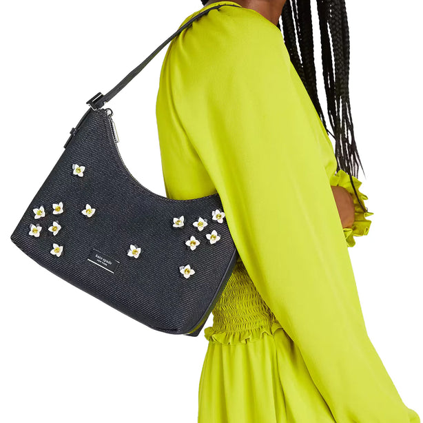 Kate Spade Sam Icon Floral Embellished Denim Small Shoulder Bag in Indigo Multi KB130
