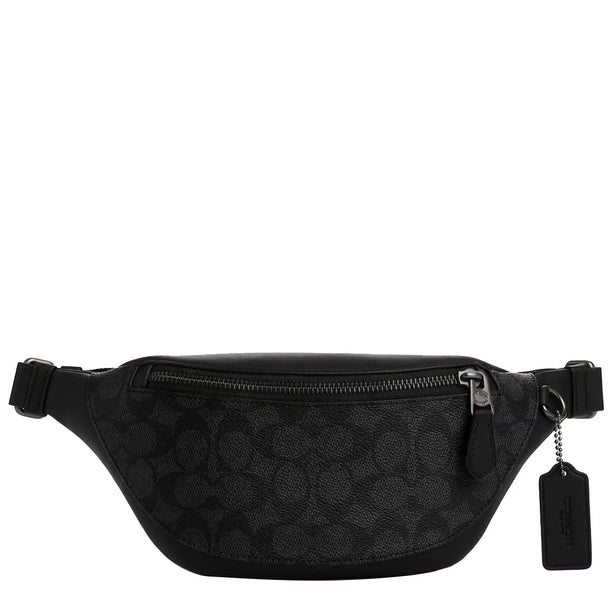 Coach Warren Mini Belt Bag In Signature Canvas in Charcoal/ Black CW369